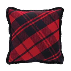 Pillows & Throws*Melrose Set Of 2 Red And Black Plaid Christmas Throw Pillows 20