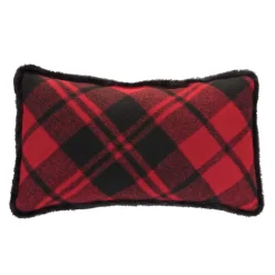 Pillows & Throws*Melrose Set Of 2 Red And Black Plaid Christmas Throw Pillows 20