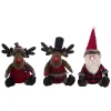 Plush Figures*Contemporary Home Living Set Of 3 Red And Black Plush Rustic Sitting Character Christmas Decor 13"