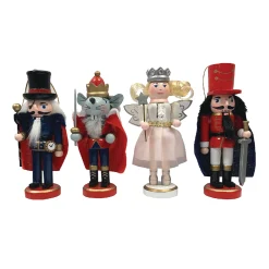 CC Christmas Decor Nutcrackers>Set Of 4 Red And Black The Nutcracker Ballet Christmas Ornaments 5"