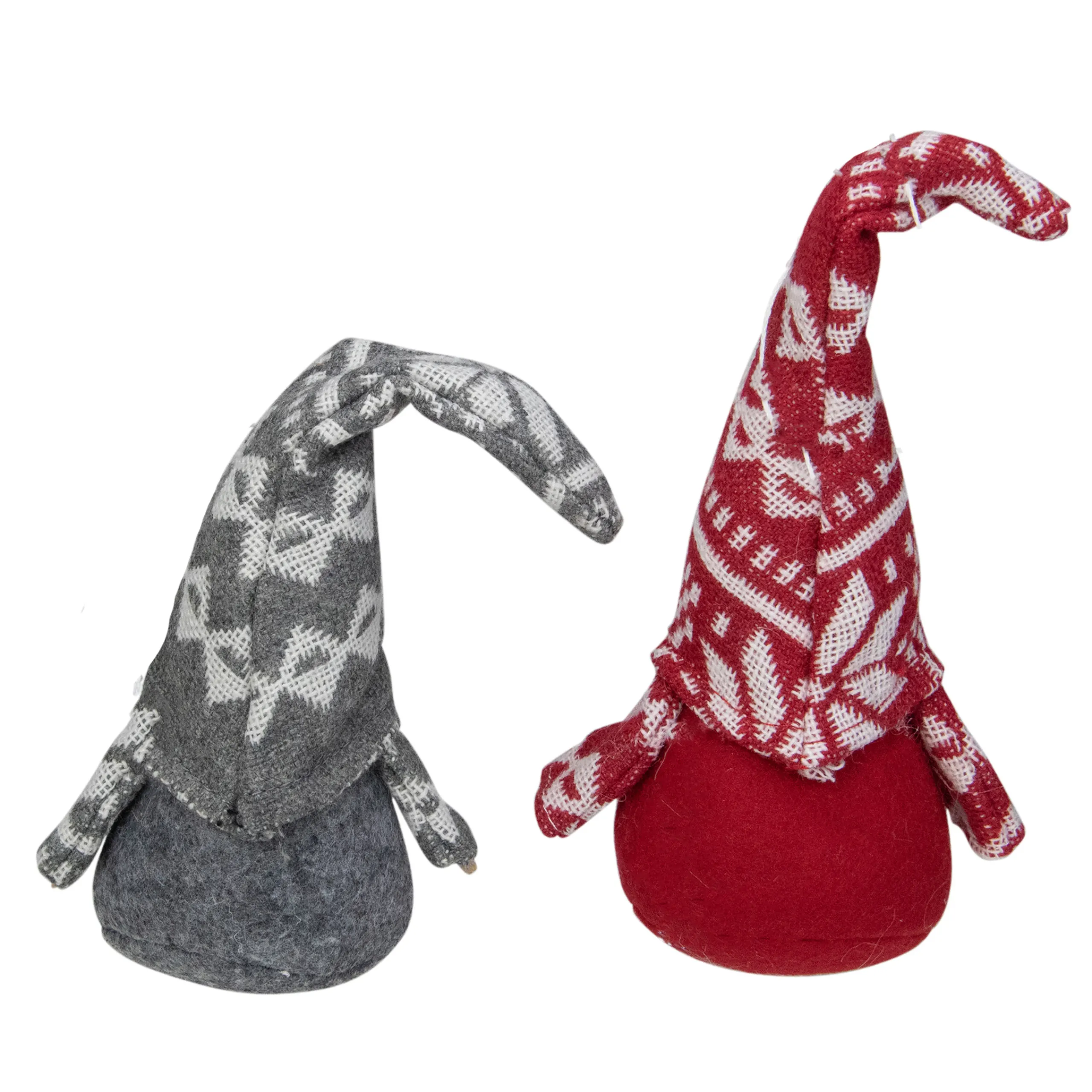 Northlight Fantasy & Sci Fi>Set Of 2 Red And Gray Gnomes With Nordic Hats Christmas Ornaments 7"