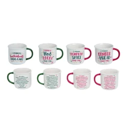 Serving Pieces*Contemporary Home Living Set Of 4 Red And Green Traditional Christmas Recipe Mug Decor 5"