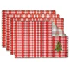 Linens*Contemporary Home Living Set Of 4 Red And White Jolly Tree Christmas Placemats, 19"