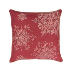 Pillows & Throws*Melrose Set Of 2 Red And White Snowflake Christmas Throw Pillows 19