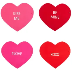 Contemporary Home Living Set Of 4 Red Heart Shaped Placemat And Table Runner In 1 58