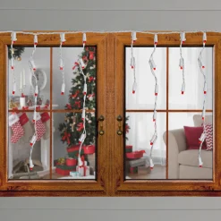 Brite Star Set Of 70 Red Led Wide Angle Icicle Christmas Lights - 6Ft White Wire