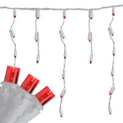 Brite Star Set Of 70 Red Led Wide Angle Icicle Christmas Lights - 6Ft White Wire