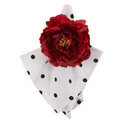 Contemporary Home Living Set Of 4 Red Peony Flower Designed Napkin Rings 5"