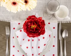 Contemporary Home Living Set Of 4 Red Peony Flower Designed Napkin Rings 5