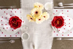 Contemporary Home Living Set Of 4 Red Peony Flower Designed Napkin Rings 5