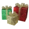 Outdoor Decorations*Northlight Set Of 3 Red Pre-Lit Glittering Gift Boxes Christmas Outdoor Decor 15"