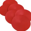 CC Home Furnishings Set Of 6 Red Round Indoor Braided Table Place Mats 14.75"