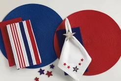 CC Home Furnishings Set Of 6 Red Round Indoor Braided Table Place Mats 14.75"