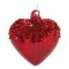 Melrose Hearts>Set Of 4 Red Sequined Glass Heart Christmas Ornaments 3.75"