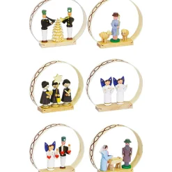 Alexander Taron Angels & Cherubs>Set Of 6 Richard Glaesser Assorted Figures Christmas Ornaments, 3"