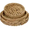 Northlight Set Of 3 Round Natural Woven Water Hyacinth Serving Trays 16"