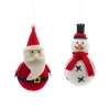 Contemporary Home Living Santa Claus>Set Of 12 Santa And Snowman Polyester Christmas Hanging Ornament 3"