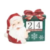 Advent Calendars*Contemporary Home Living Set Of 3 Santa With Giftbox Christmas Block Countdown Tabletop Decorations10"
