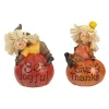 Northlight Set Of 2 Scarecrow On A Pumpkin Thanksgiving Table Figures