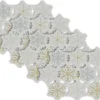 Linens*CC Home Furnishings Set Of 4 Silver Colored Snowflake Design Placemats 19" X 13"