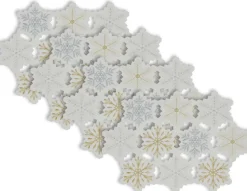 Linens*CC Home Furnishings Set Of 4 Silver Colored Snowflake Design Placemats 19" X 13"