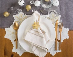 Linens*CC Home Furnishings Set Of 4 Silver Colored Snowflake Design Placemats 19" X 13"