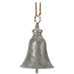 Melrose Bells & Jingle Buddies>Set Of 2 Silver Harlequin Bell Christmas Ornaments 6.75"