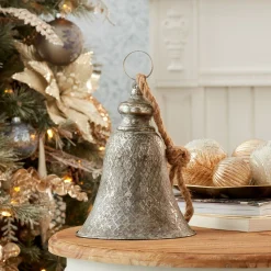 Melrose Bells & Jingle Buddies>Set Of 2 Silver Harlequin Bell Christmas Ornaments 6.75"