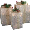 Outdoor Decorations*Northlight Set Of 3 Silver Mesh Glittered Gift Boxes Outdoor Decorations