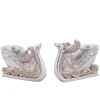Candles & Holders*Diva At Home Set Of 2 Silver Reindeer Sleigh Christmas Tea Light Candle Holders 4.5"