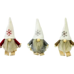 Northlight Fantasy & Sci Fi>Set Of 3 Skiing Gnomes Christmas Ornaments 4.5"