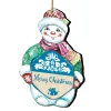 Designocracy Snowmen>Set Of 2 Snowman "Merry Christmas" Wooden Ornaments 5.5"