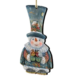 Designocracy Collectible>Set Of 2 Snowman Old World Christmas Wooden Ornaments 5.5"