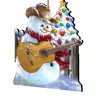 Designocracy Entertainment>Set Of 2 Snowman Playing Guitar Wooden Christmas Ornaments 5.5"