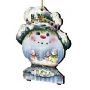 Designocracy Snowmen>Set Of 2 Snowman "Snow" Globe Wooden Christmas Ornaments 5.5"