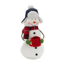Plush Figures*Melrose Set Of 4 Snowman With Plaid Scarf Christmas Plush Figures 11"