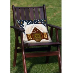 Pillows & Throws*Toland Home Garden Set Of 2 Snowy Cabin Outdoor Patio Christmas Throw Pillow Covers 18"