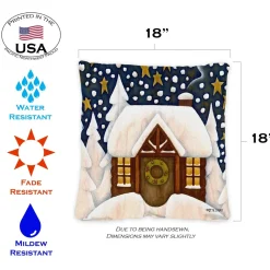 Pillows & Throws*Toland Home Garden Set Of 2 Snowy Cabin Outdoor Patio Christmas Throw Pillow Covers 18