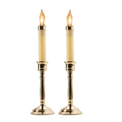 CC Christmas Decor Set Of 2 Solid Brass Christmas Candle Lamps 12"