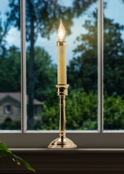 CC Christmas Decor Set Of 2 Solid Brass Christmas Candle Lamps 12"