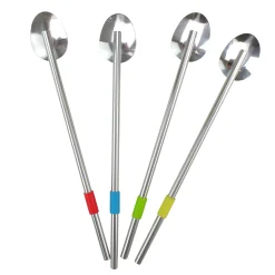 Avon Set Of 4 Stainless Steel Reusable Spoons And Straws 8"