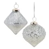 Melrose Pendants & Drops>Set Of 6 Textured Mercury Glass Christmas Ornaments 4.25"