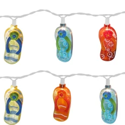 Brite Star Set Of 10 Tropical Beach Flip Flop Sandal Novelty Christmas Lights - 11 Ft White Wire