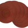 Linens*CC Home Furnishings Set Of 6 Variegated Red Round Woven Placemats 15" X 15"