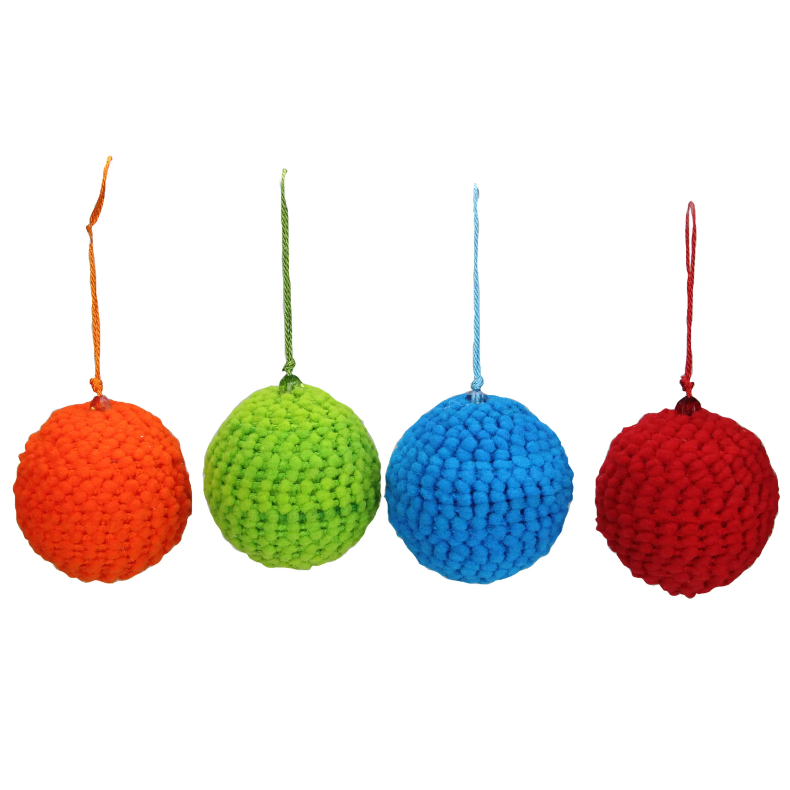 Raz Balls>Set Of 4 Vibrantly Colored Knitted Christmas Ball Ornaments 2.5" (63.5Mm)