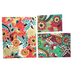 Gift Accessories*CC Home Furnishings Set Of 3 Vibrantly Colored Contemporary Floral Pattern Notebooks 10"