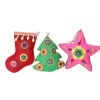 Raz Stars>Set Of 3 Vibrantly Colored Bohemian Plush Star, Tree, And Stocking Christmas Ornaments 5"