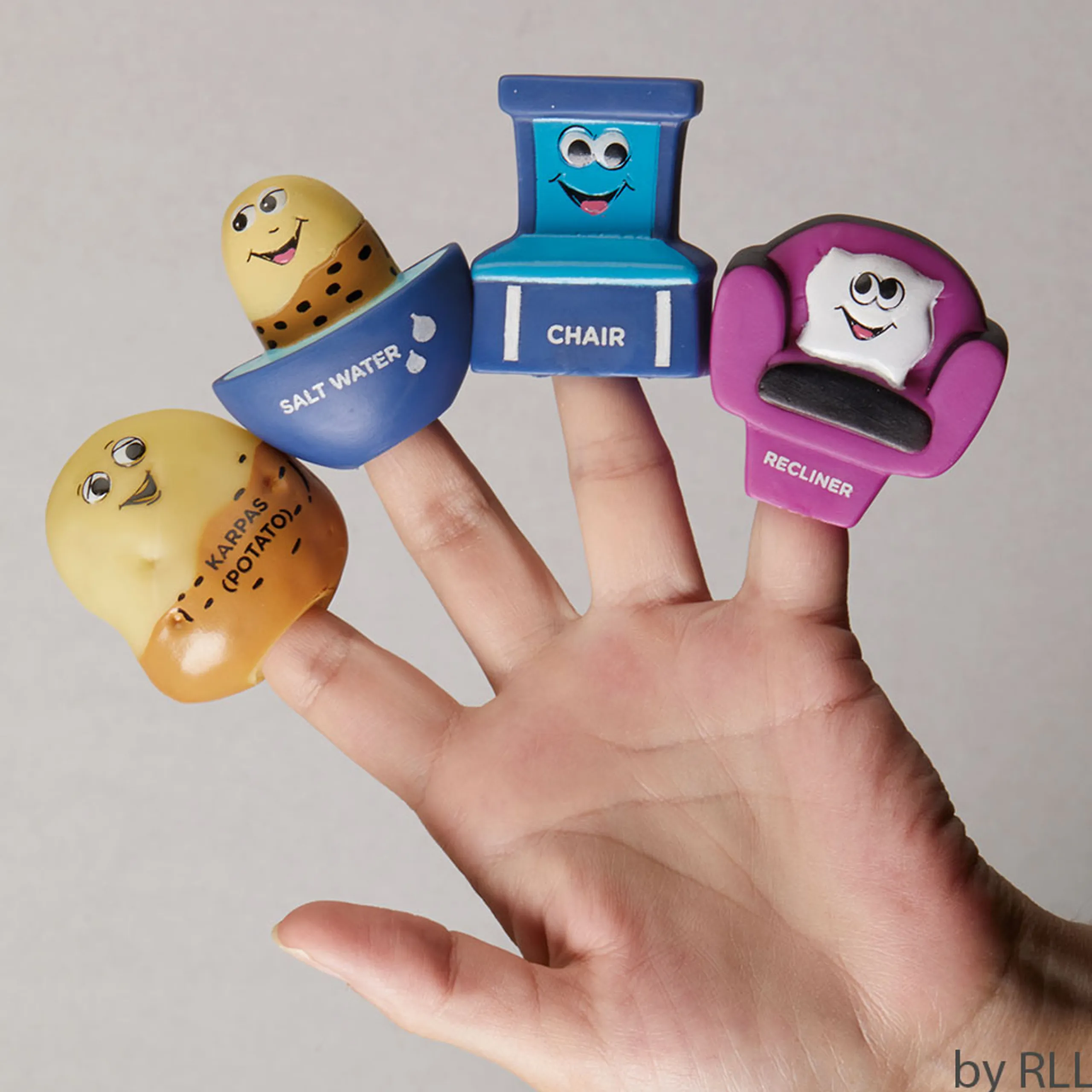 Rite Lite Set Of 8 Vibrantly Colored "Mah Nishtana" Vinyl Hanukkah Puppets 8"