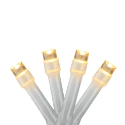 Brite Star Set Of 20 Warm White Led Wide Angle Christmas Lights 4" Spacing - White Wire
