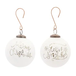 Contemporary Home Living Balls>Set Of 4 White And Gray Christmas Ball Ornaments 5"